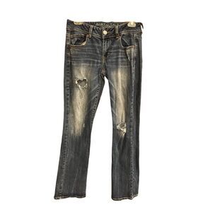 American Eagle Kick Boot Distressed Mom Jeans Sz 2 Genes Sweeney